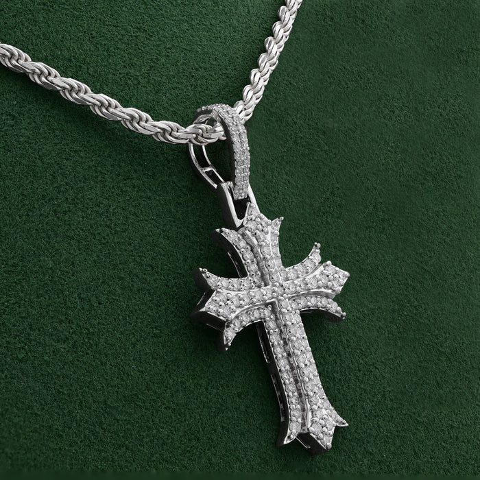 Gothic Style Cross Pendant 1.30CT Lab Diamond 925 Silver Men Women Charm — view 1