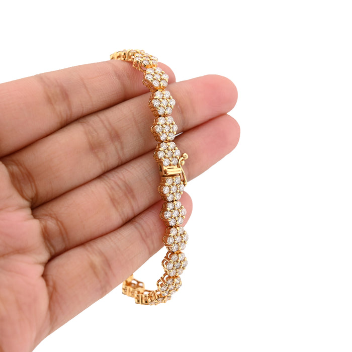 10K Yellow Gold 7.5CT Natural Diamond Hexagon 5MM Tennis Bracelet Men Women 8" 16.6g — view 1