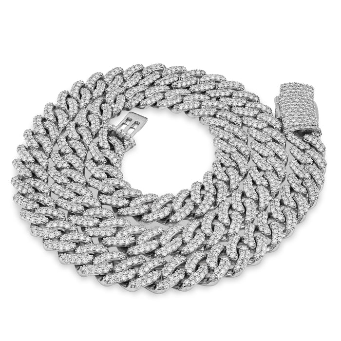 925 SS 20.61CT Lab Diamond 11MM Curb Cuban Link Chain 21" Men Necklace — view 1