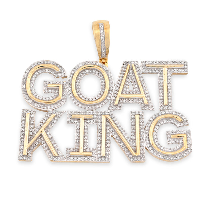 10K Yellow Gold "Goat King" Custom Pendant 1.5CT Natural Diamond Men Charm — view 1