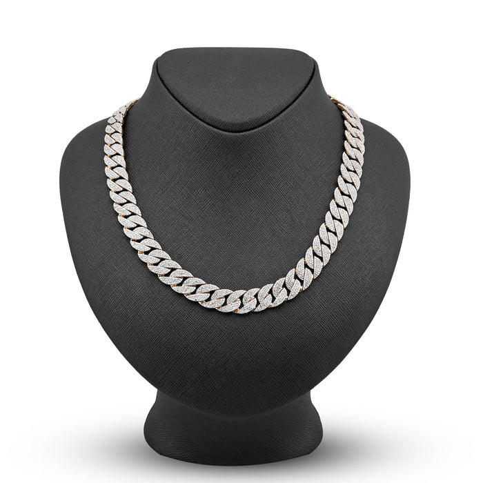 10K yellow Gold 20.05 CT Natural Diamond 12 MM Cuban Link Necklace 22" Men Chain 73.1 g — view 1