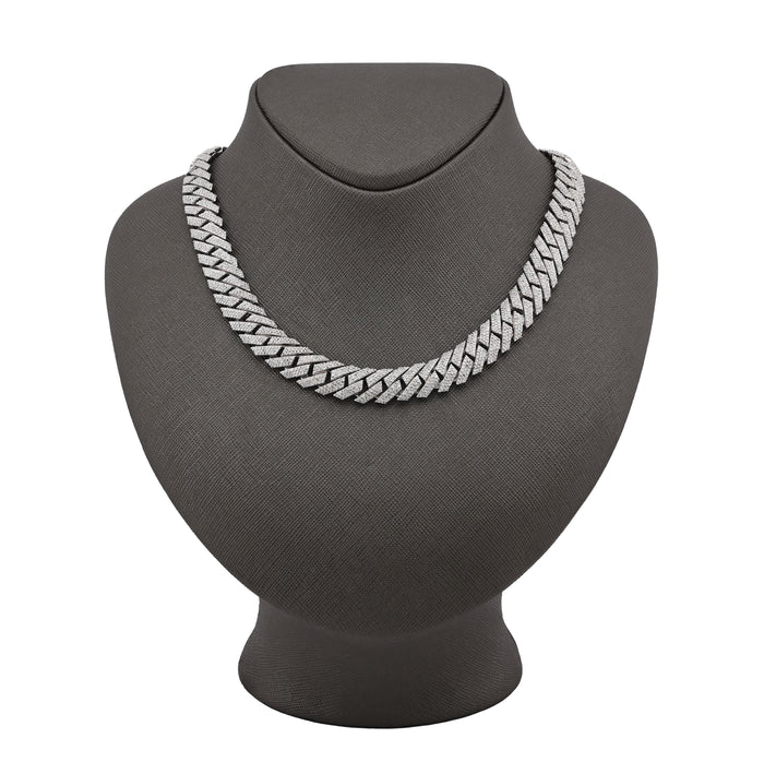 925 Sterling Silver 14.83 CT Natural Diamond 12 MM Snake Cuban Link Necklace 18" Men Chain 96.7 g — view 1