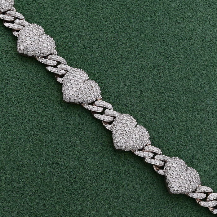 Heart Cuban Link Necklace 14CT Natural Diamond 10K Yellow Gold 20" Women Chain — view 1