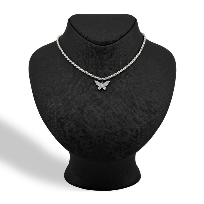10K White Gold 0.26CT Natural Diamond Butterfly pendant Women Charm — view 1