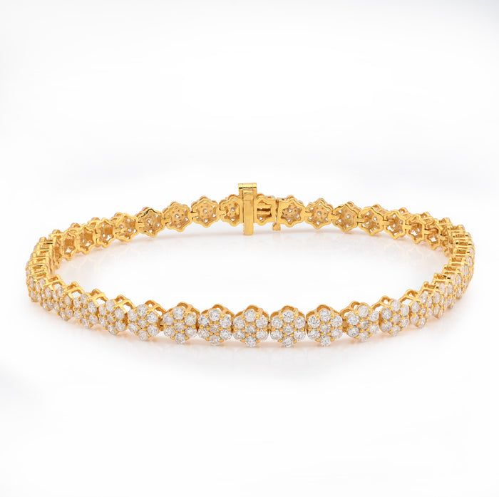 10K Yellow Gold 4CT Natural Diamond Hexagon Shape Cluster Tennis Bracelet 4.4MM 7" Men Women 7.2g — view 1