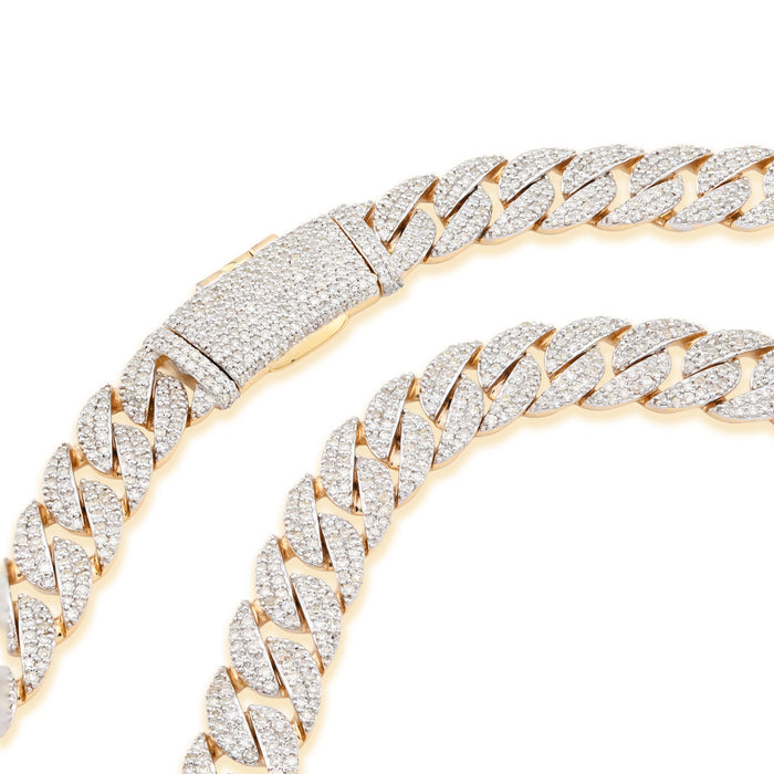 10K yellow Gold 10.3 CT Natural Diamond 8 MM Cuban Link Necklace 22" Men Chain 41.7 g — view 1