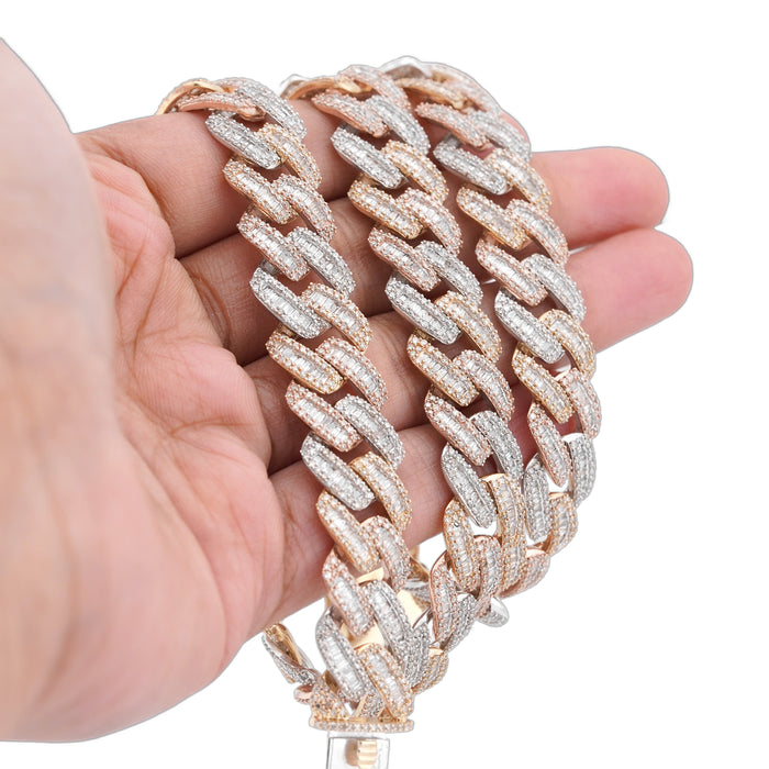 10K Rose Gold 8.60CT Natural Diamond Snake Cuban link Chain 10MM 22" Men Necklace — view 1