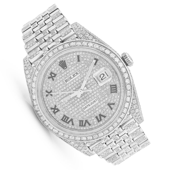 41MM Rolex DJ Natural Diamond 18CT Bussdown Single Row Bezel Roman Dial Jubilee Band — view 1