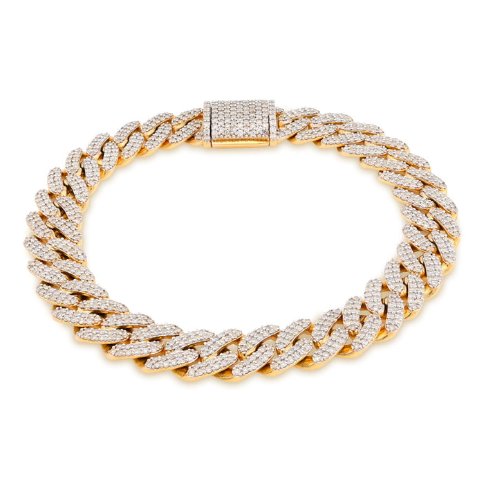 10K Yellow Gold 5.35CT Natural Diamond 10MM Cuban Link 8" Bracelet 35.7g Men Women — view 1