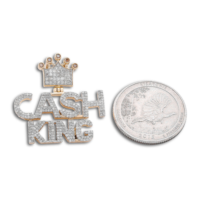 CASH KING Charm w/ Crown Bail 1.06ct Natural Diamond 10K Gold Men Pendant