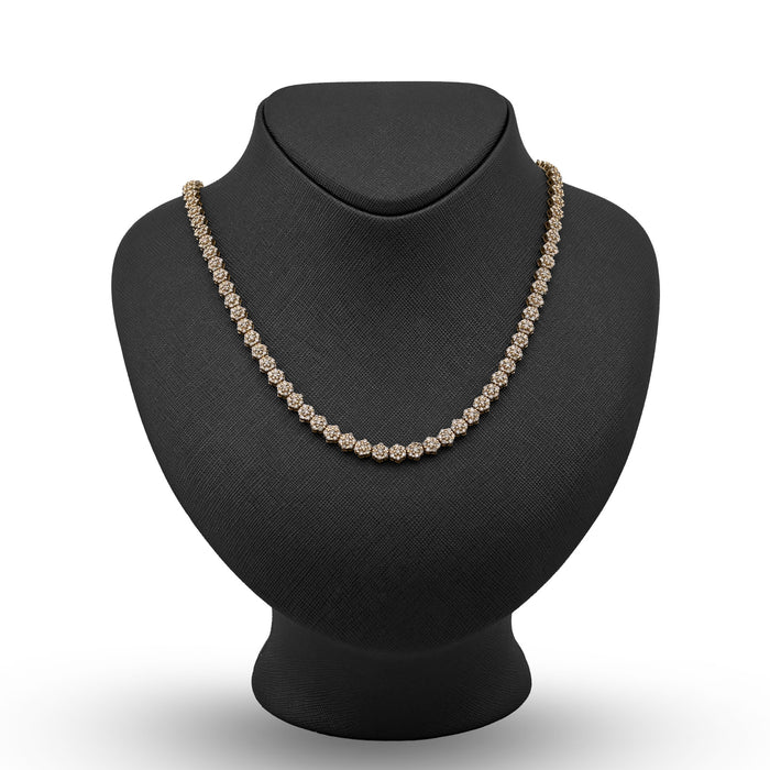 10K Yellow Gold 16.89 CT Natural Diamond Flower Setting Tennis Chain 22" Mens — view 1