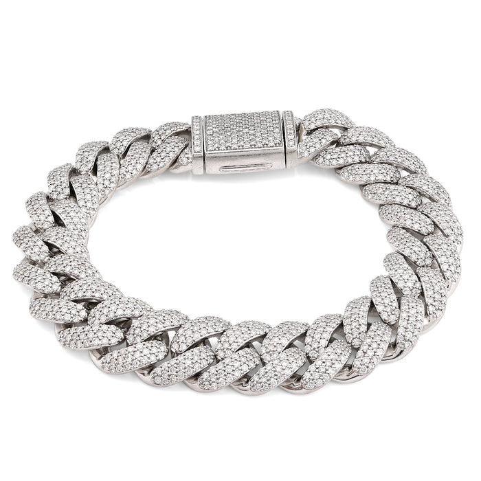 10K White Gold 10.31CT 100g Natural Diamond 14MM Cuban Link Bracelet Men 8" — view 1