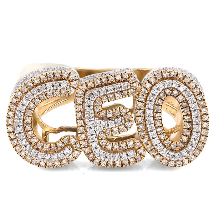 10K Yellow Gold Men "CEO" 0.82CT Natural Diamond Custom Ring — view 1