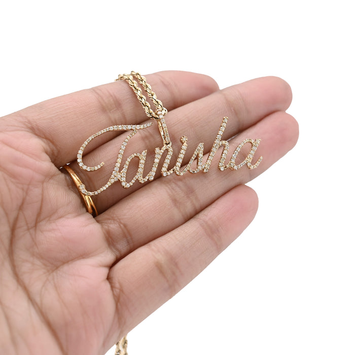 10K yellow Gold 1.25 CT Natural Diamond "TANISHA" Name Pendant 3.6 g Women Charm — view 1