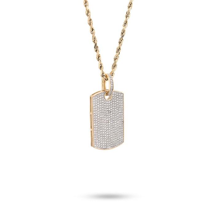 10K Yellow Gold Rectangular 0.65 CT Natural Diamond Charm Men 32.5 MM — view 2