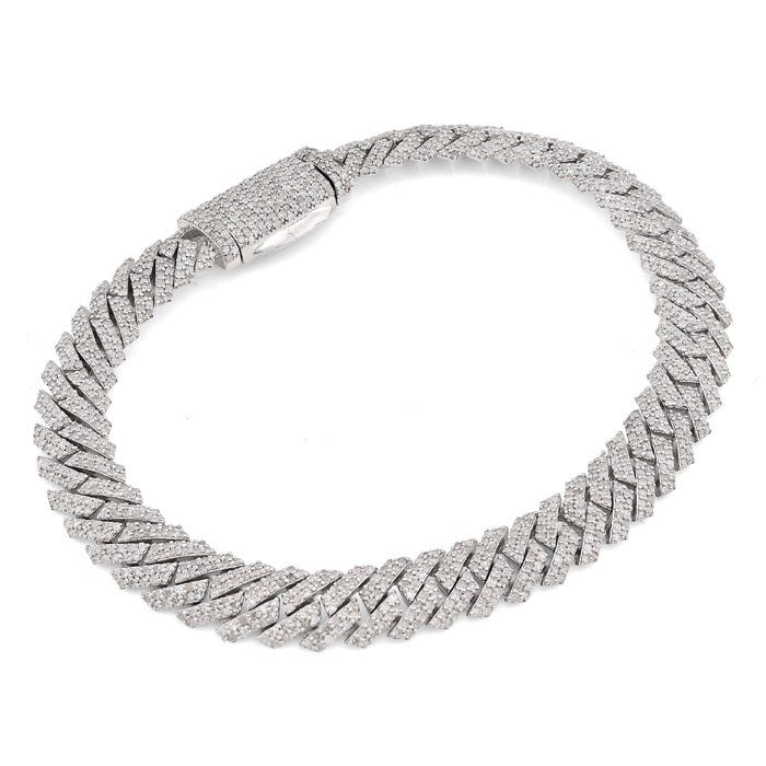 925 SS 4.2CT Natural Diamond Snake Cuban Link 8MM Mens 8" Bracelet 21.9g — view 1