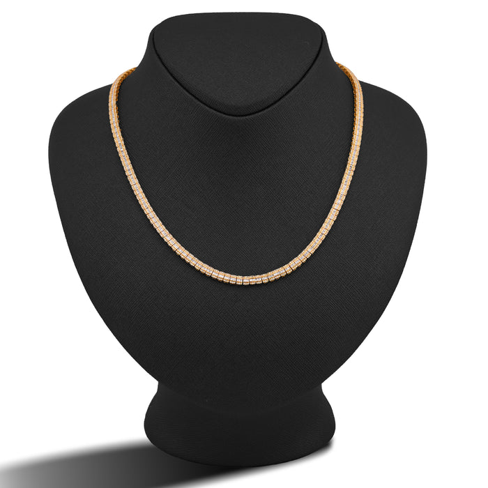 10K Yellow Gold 6.5CT Centre Row Baguette Natural Diamond 4MM Tennis Chain 22" Men Women Tennis Chain — view 1