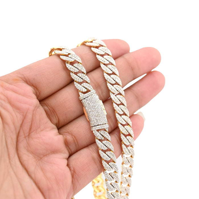 10K Yellow Gold 9 CT Natural Diamond Cuban Link Chain 8 MM Men 20" Necklace — view 1