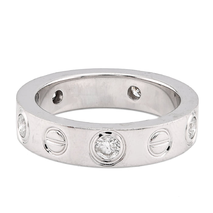 14K White Gold 0.74CT Natural Diamond Cartier 5 Diamond Love Ring Men Band — view 1