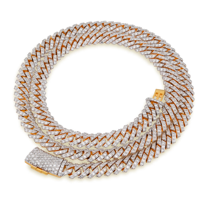 925 Yellow Silver 12.87CT 8MM Lab Diamond Snake Cuban Link Chain 21" Necklace — view 1