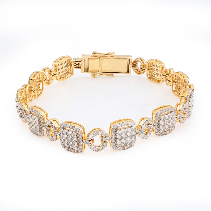 10K Yellow Gold Natural Diamond 7.4CT Round10MM Tennis Bracelet 8" Men Women 21.5g — view 1