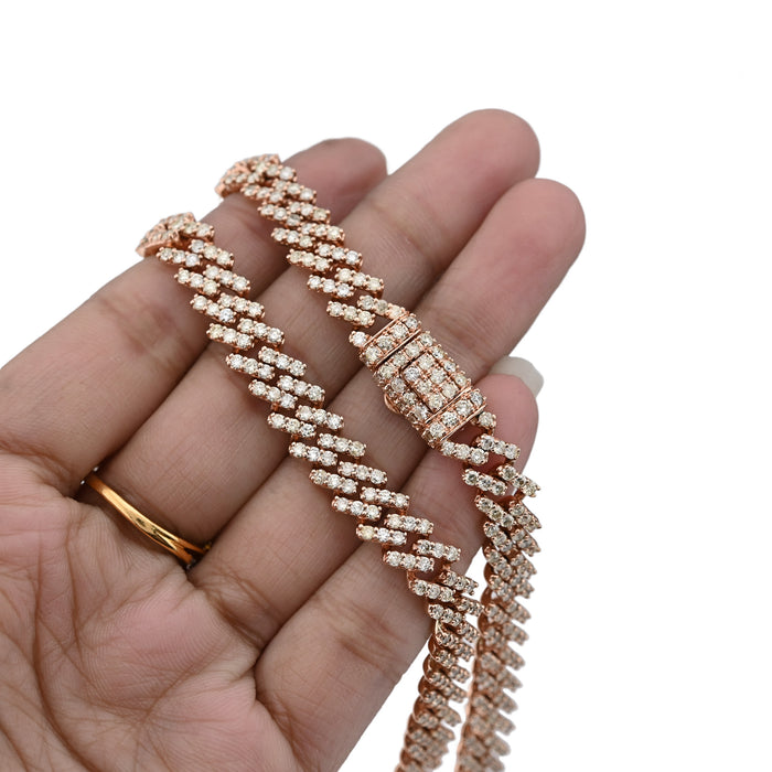 10K Rose Gold 18 CT Natural Diamond 8 MM Cuban link Chain 21" Men Women Necklace — view 1
