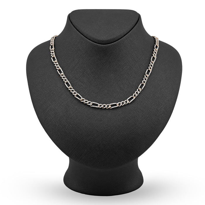 10K Yellow Gold 7.50 CT Natural Diamond 5.5 MM Figaro Chain 20" Men Women Necklace — view 1