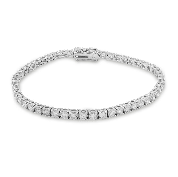 14K White Gold 5.40CT Natural Diamond 10 Pointer Tennis Men Women 7" Bracelet — view 1