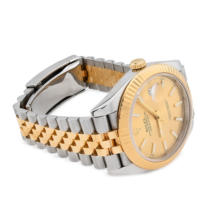 41MM Rolex DJ 2 Tone 18K yellow Gold Jubilee Band champagne face — view 1
