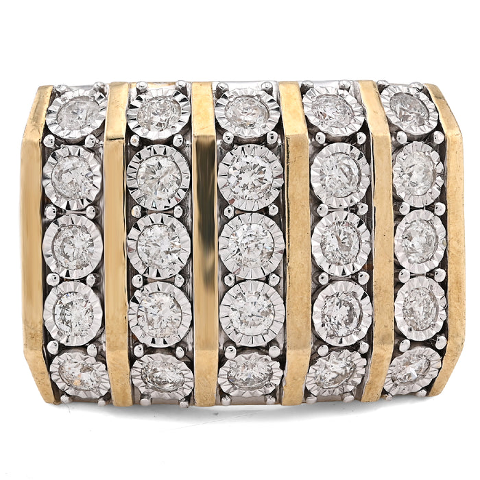 10K Yellow Gold 2CT Natural Diamond Multi Column Men Illusion Set Pinky Ring — view 1