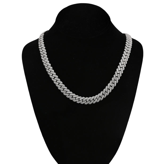 925 SS 26.45CT Lab Diamond 11MM Snake Cuban Link Men Chain 21" Necklace — view 1