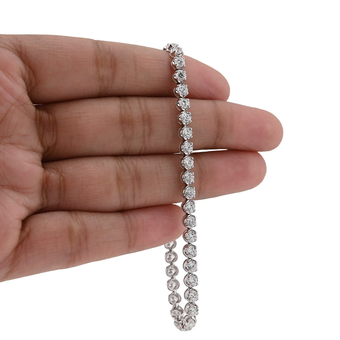 10K White Gold 5CTW Lab Diamond Tennis Bracelet 4MM 7" — view 1