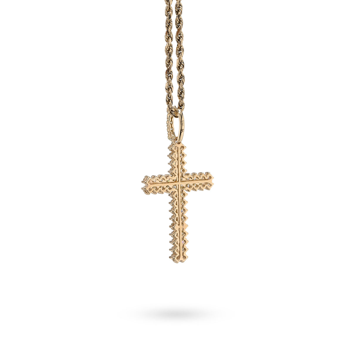 10K yellow Gold 1.2 CT Natural Diamond Religious Cross Pendant Men Women Charm — view 2