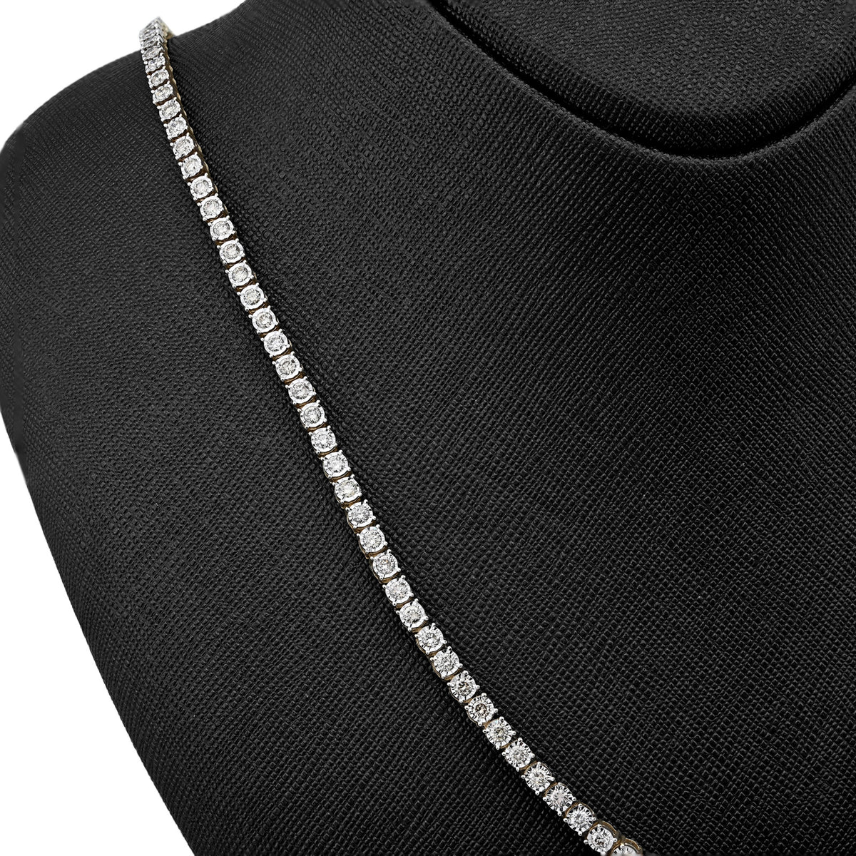 10K Yellow Gold 9.50 CT Natural Diamond Illusion Set Tennis Chain 3 MM 24" Men Necklace — view 9