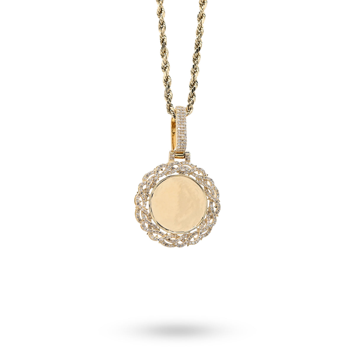 10K yellow Gold 0.50 CT natural Diamond Memory Pendant Picture Men Women Charm — view 2