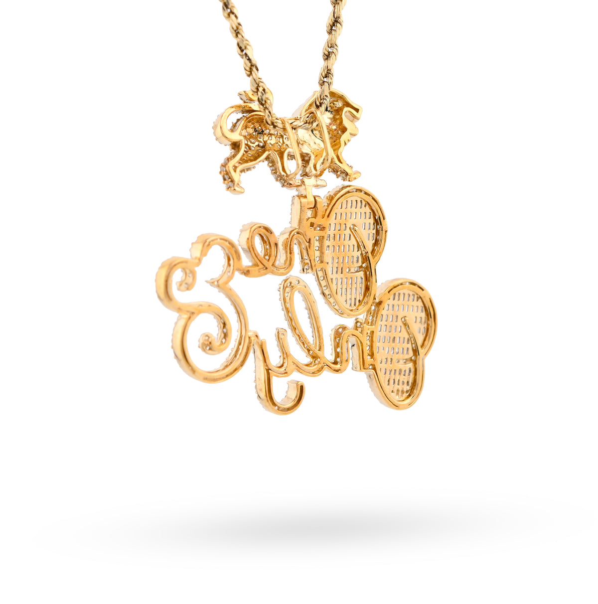 10K Yellow Gold "One & Only" Lion Bail 2.87CT Natural Diamond Men Women Pendant Charm — view 8