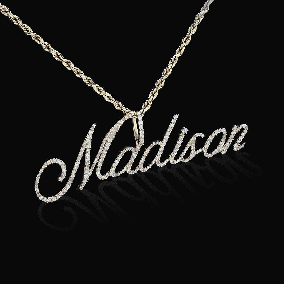 10K Yellow Gold 1.5 CT Natural Diamond "MADISON" Name Pendant 5.0 g Women Charm — view 6