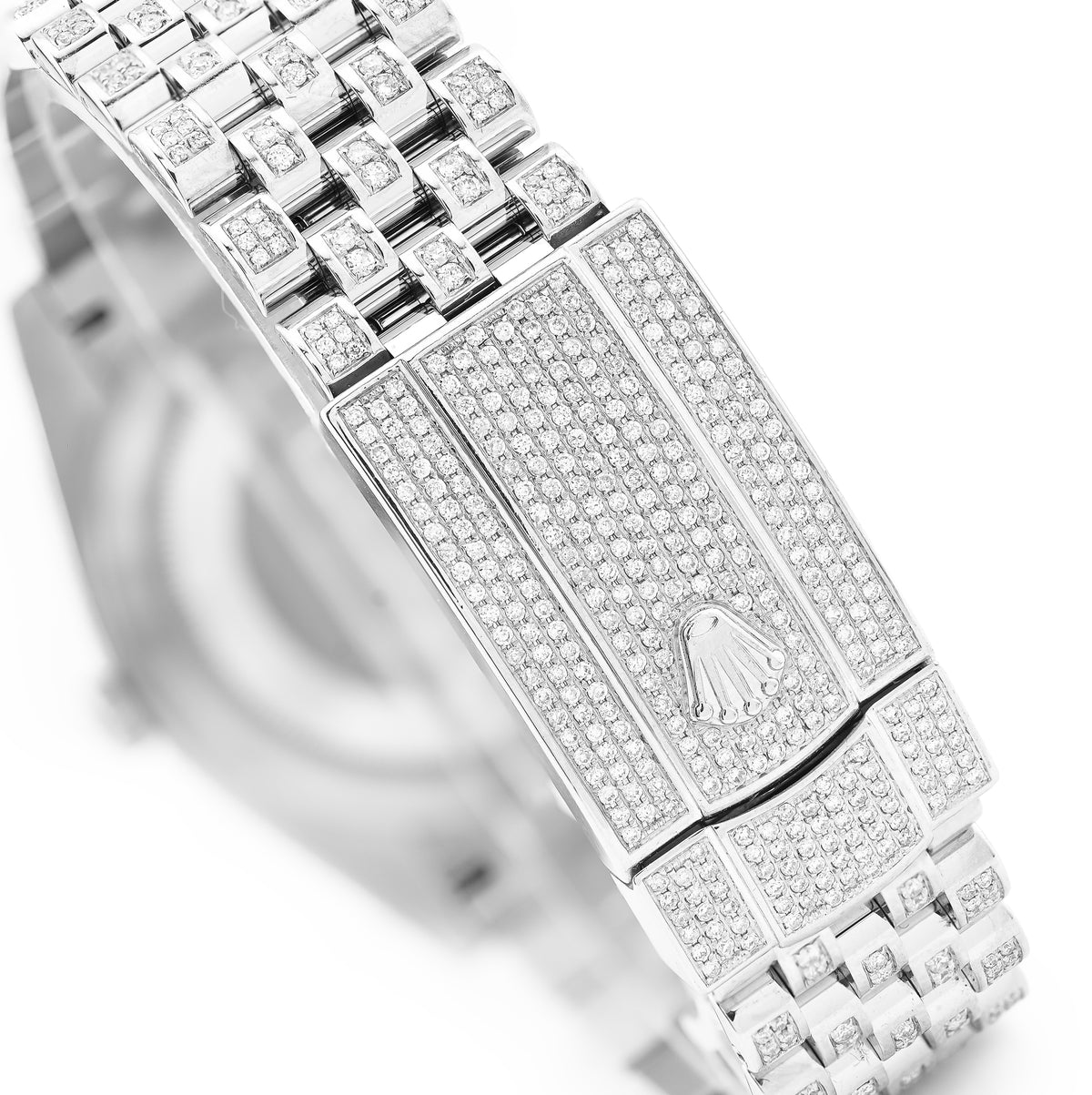 41MM Rolex DJ Natural Diamond 18CT Bussdown Single Row Bezel Roman Dial Jubilee Band — view 5