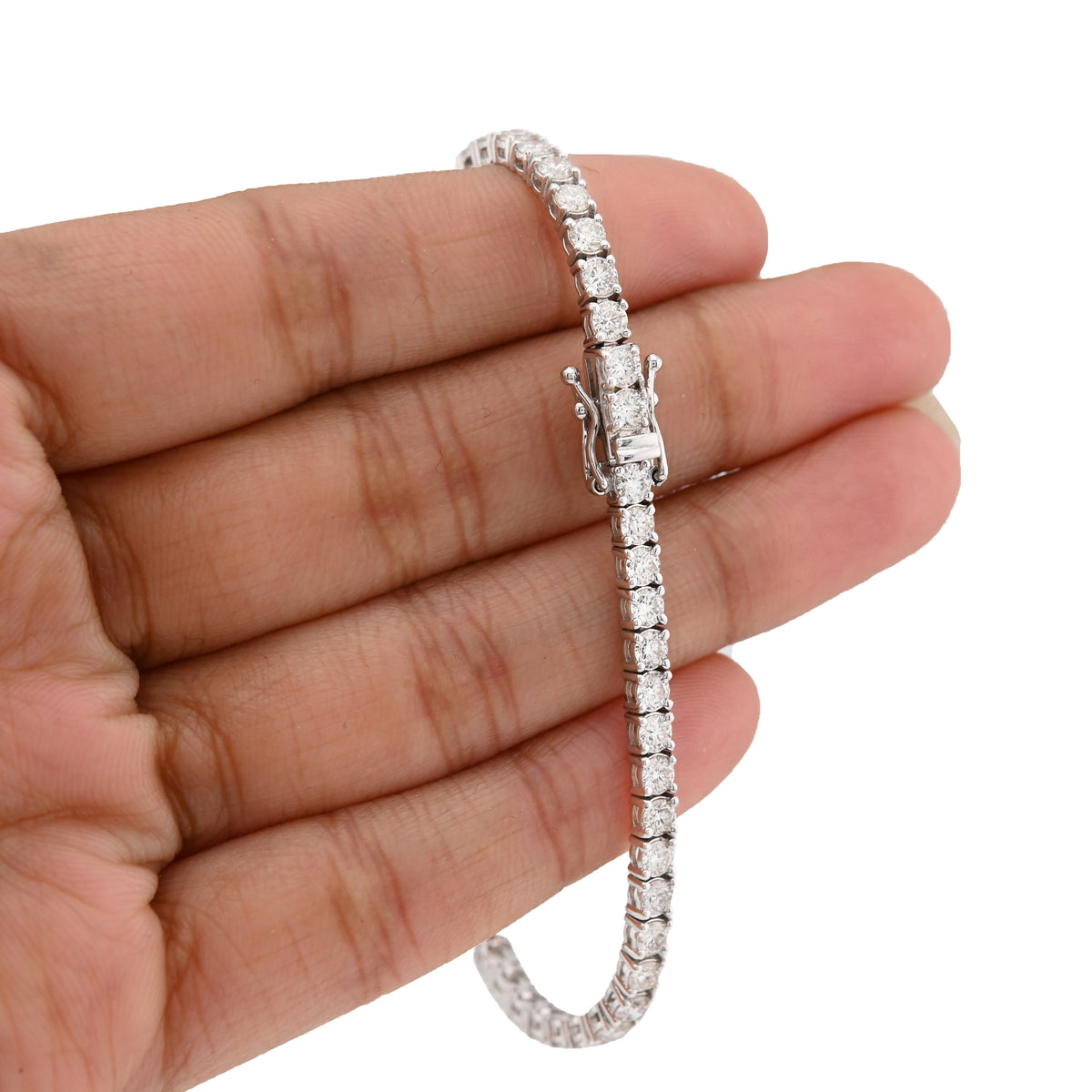 14K White Gold 5.40CT Natural Diamond 10 Pointer Tennis Men Women 7" Bracelet — view 9