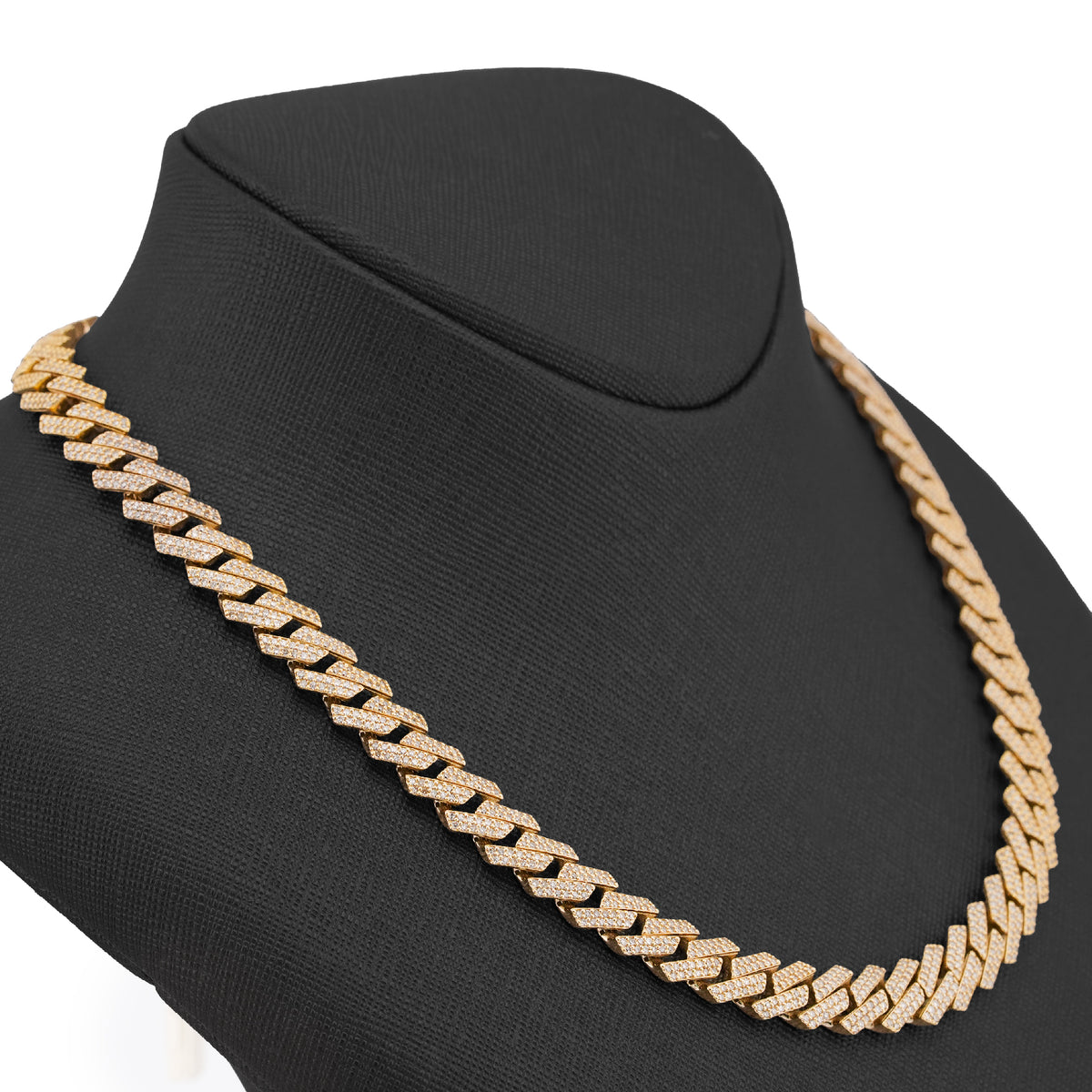14K Yellow Gold 8.5CT Natural Diamond 10MM Men Box Cuban link Chain 24" Necklace — view 3