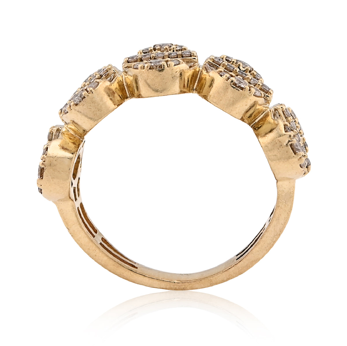 10K Yellow Gold Round/Baguette 2.50CT Oval Link Natural Diamond Men Pinky Ring — view 6