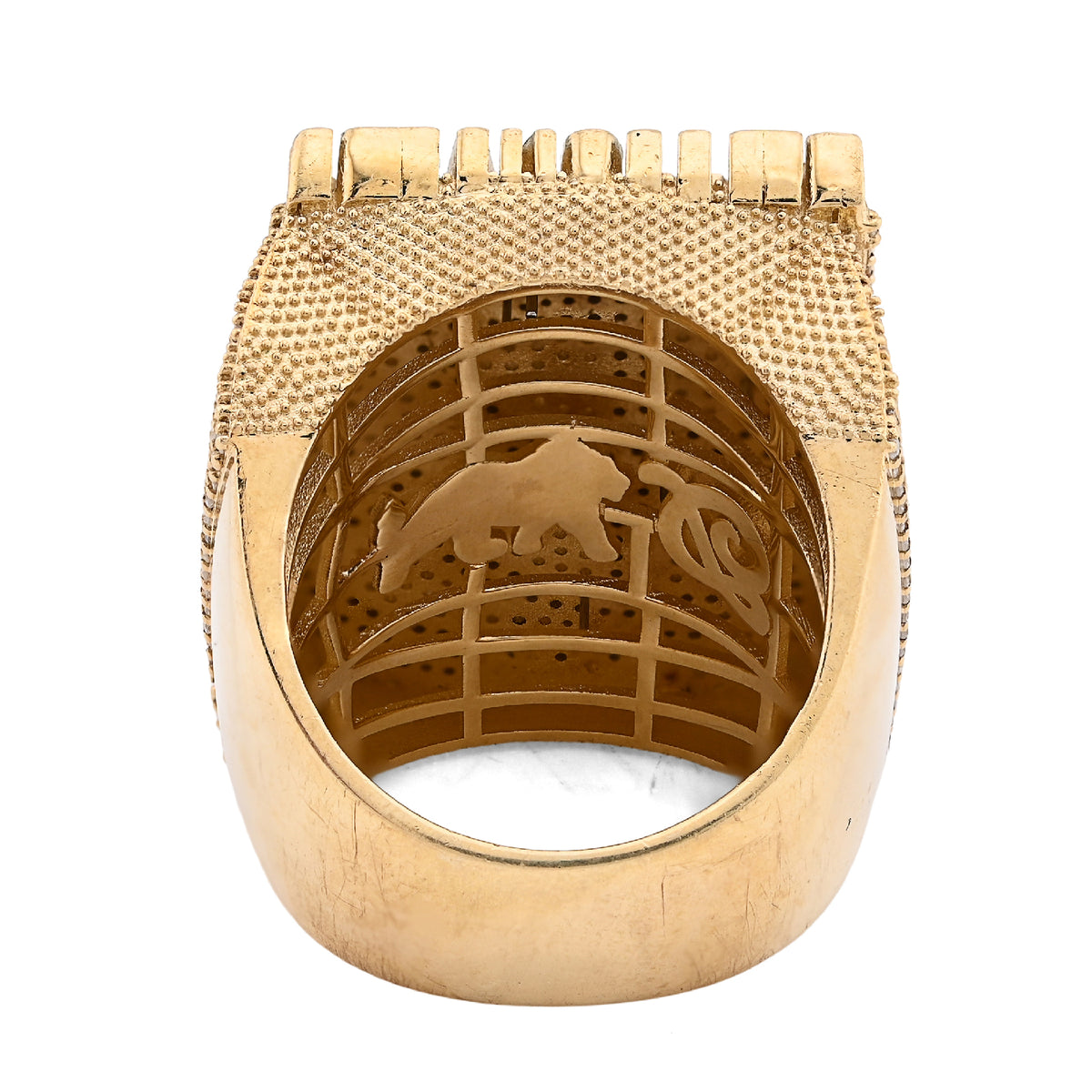 10K Yellow Gold 2.65CT BILLIONAIRE BOSS BB Initial Big Natural Diamond Men Custom Pinky Ring — view 5