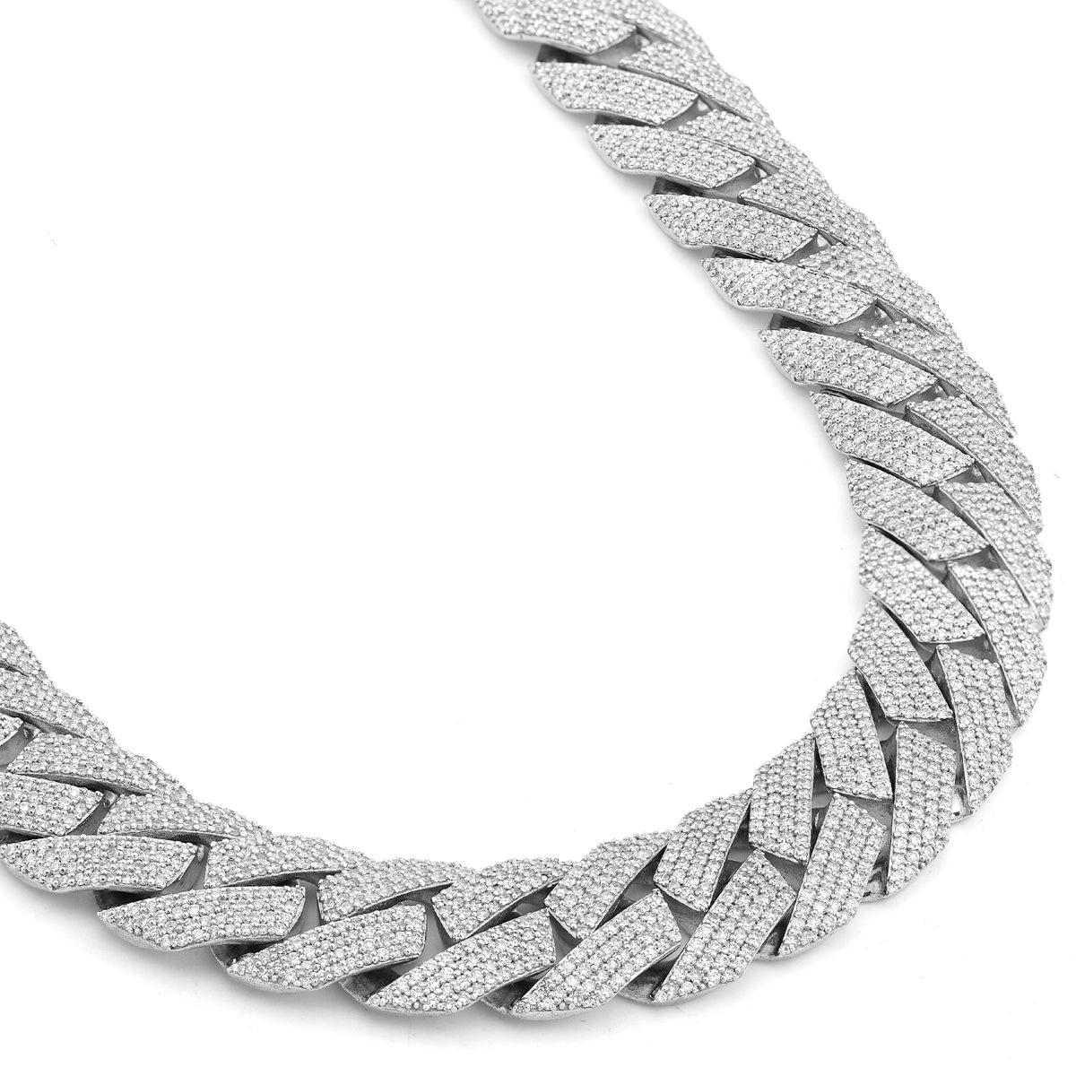 925 SS 15MM Natural Diamond 23CT Snake Cuban Link Chain 24" Men Necklace — view 8