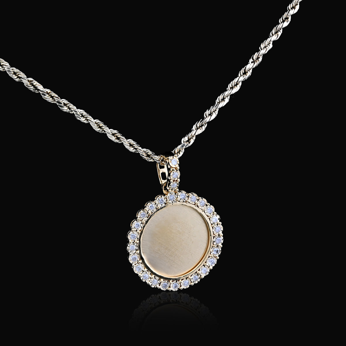 10K Yellow Gold 0.24 CT Natural Diamond Small Memory Picture Pendant Men Women Charm — view 6