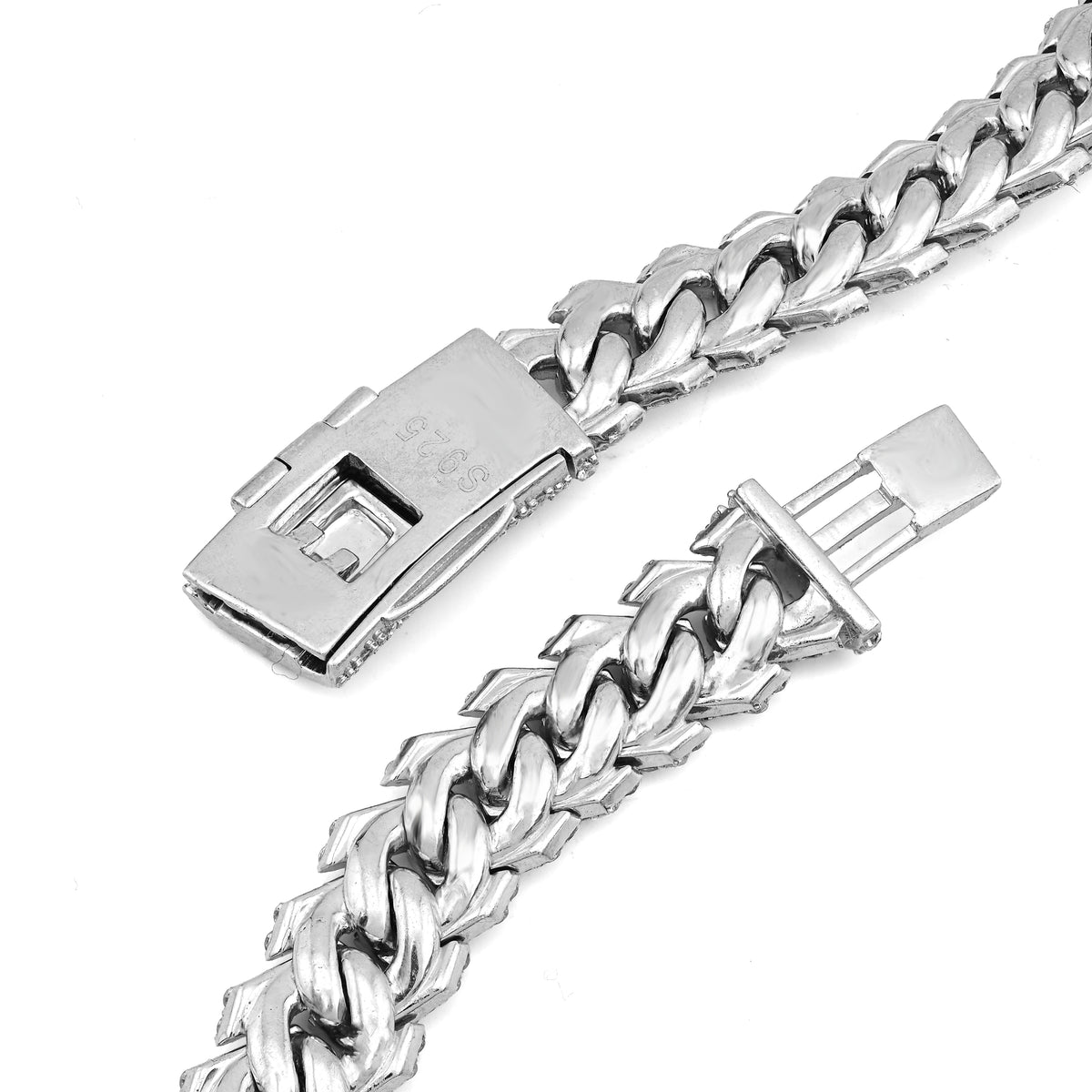 925 27.66CT Lab Diamond 11MM Snake Cuban Chain 21" Men Necklace — view 7