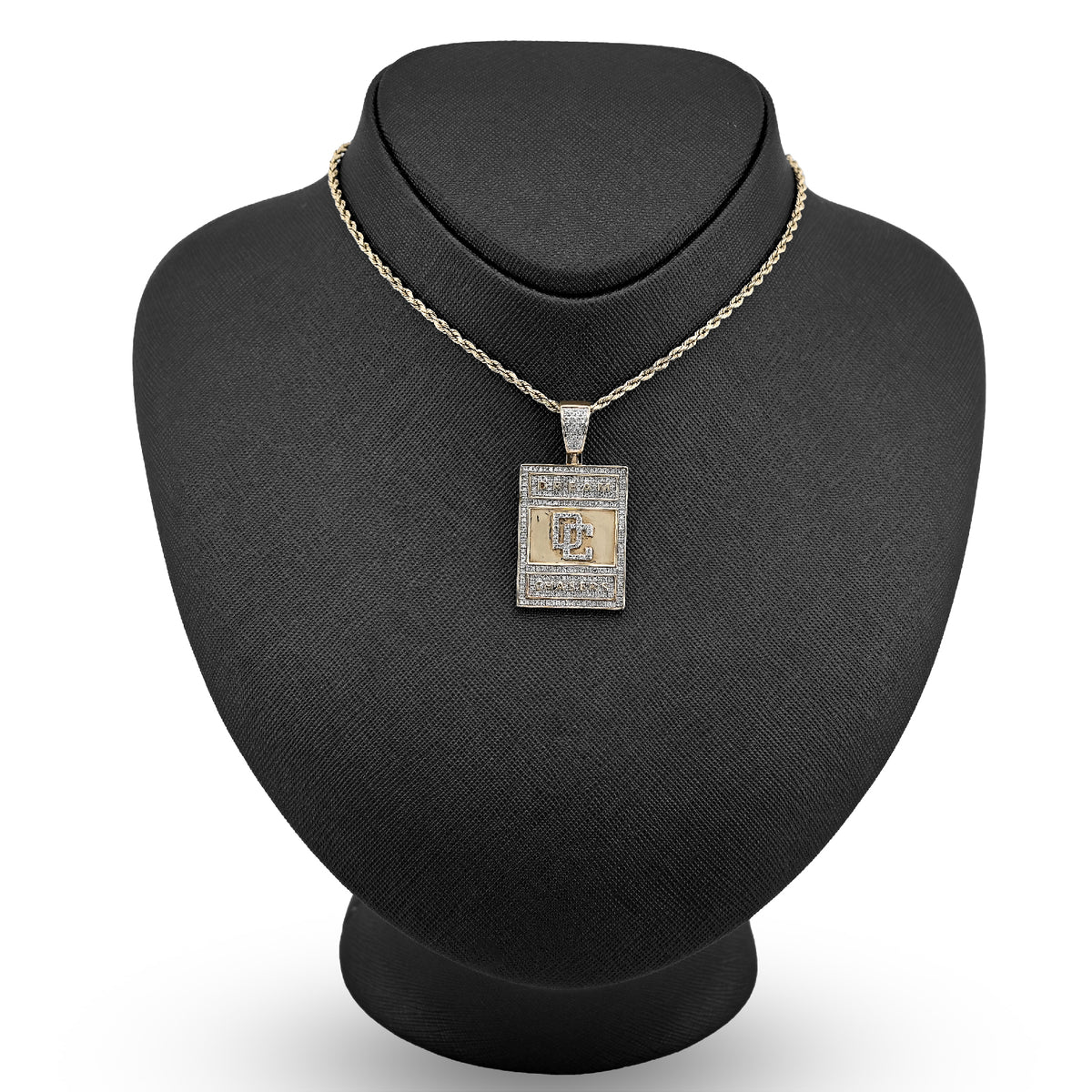 10K Yellow Gold "Dream Chasers" Rectangular Shape Pendant 0.75Ct Natural Diamond Men Charm — view 3