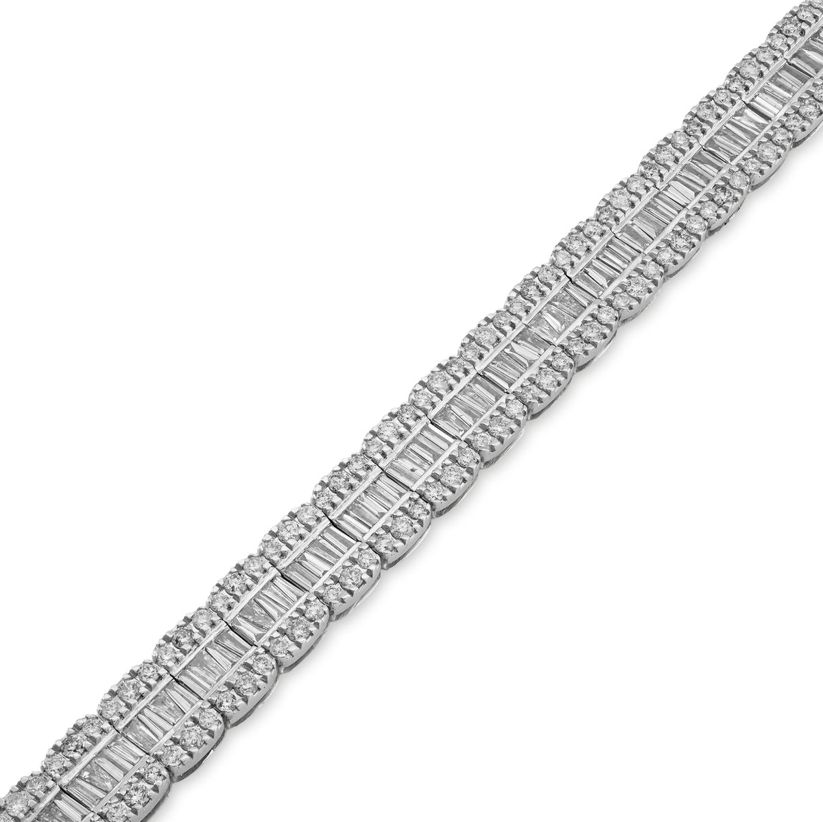 10K White Gold 4.76 CT Natural Diamond Round/baguette Single Row 6.5MM 8" Tennis Bracelet Men Women 16g — view 3