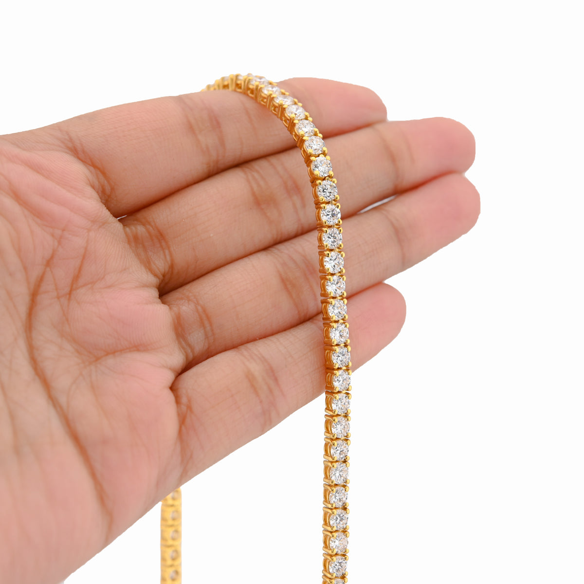 10K Yellow Gold 25.8CT Lab Diamond 25 pointer 22" Tennis Chain 3.5MM Men Women Necklace — view 8