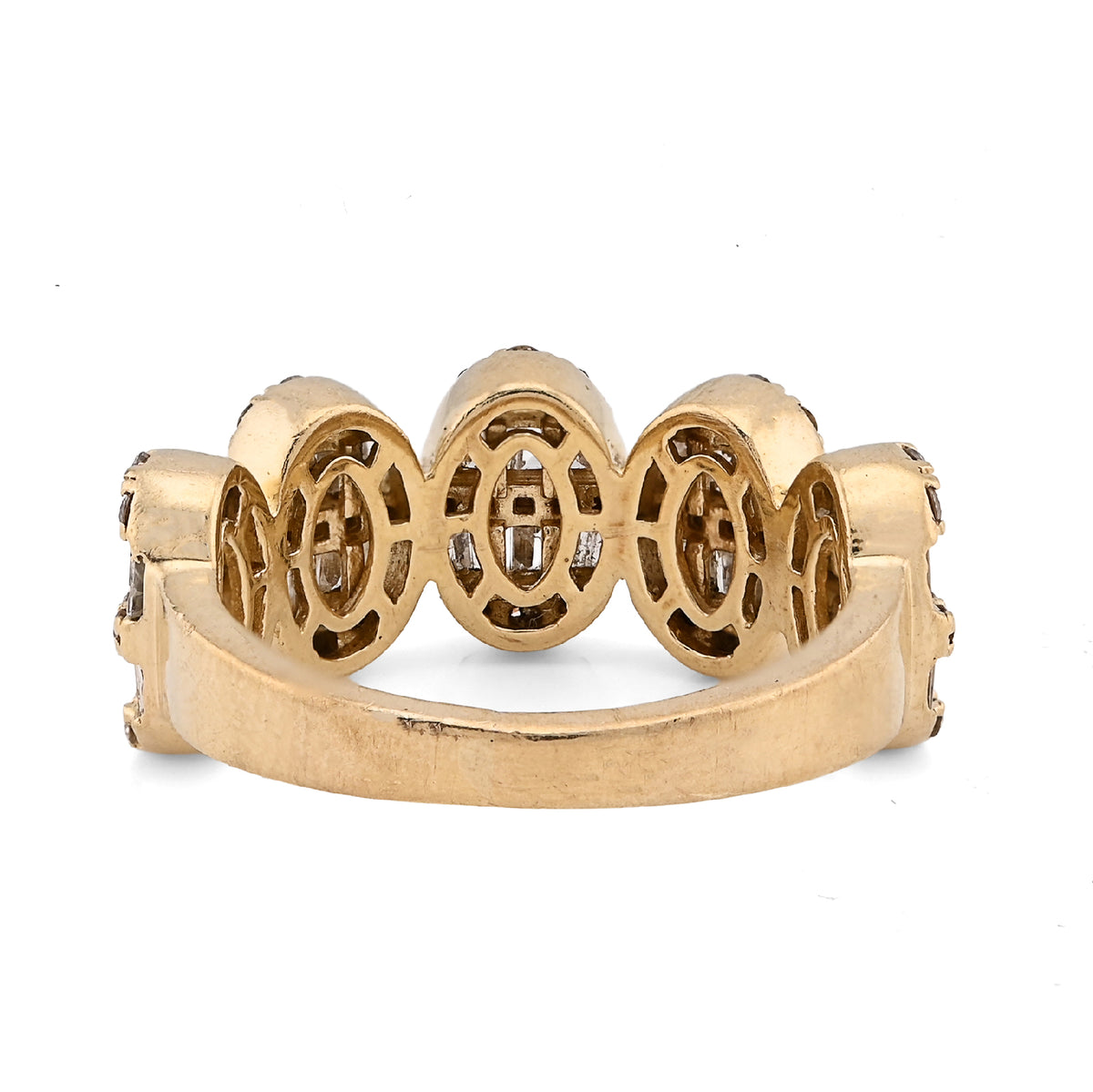 10K Yellow Gold Round/Baguette 2.50CT Oval Link Natural Diamond Men Pinky Ring — view 5