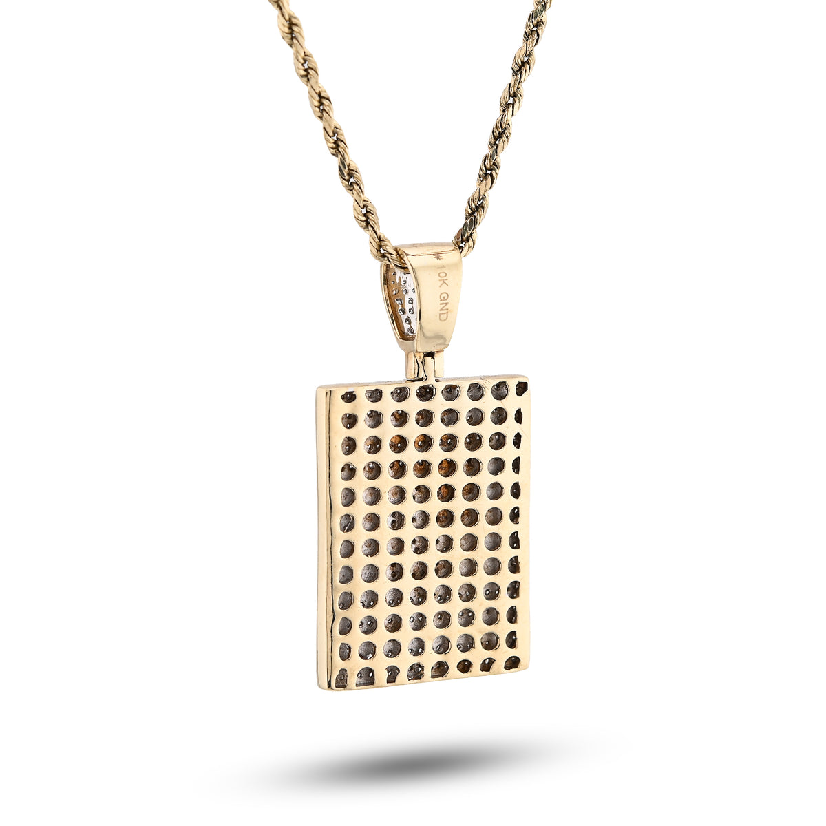 10K Yellow Gold "Dream Chasers" Rectangular Shape Pendant 0.75Ct Natural Diamond Men Charm — view 6